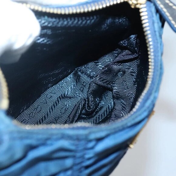 PRADA Accessory Pouch Nylon Blue Gold Auth 139522 - Picture 12 of 16